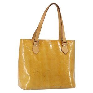 LOUIS VUITTON Monogram Vernis Houston Hand Bag Beige LV Auth